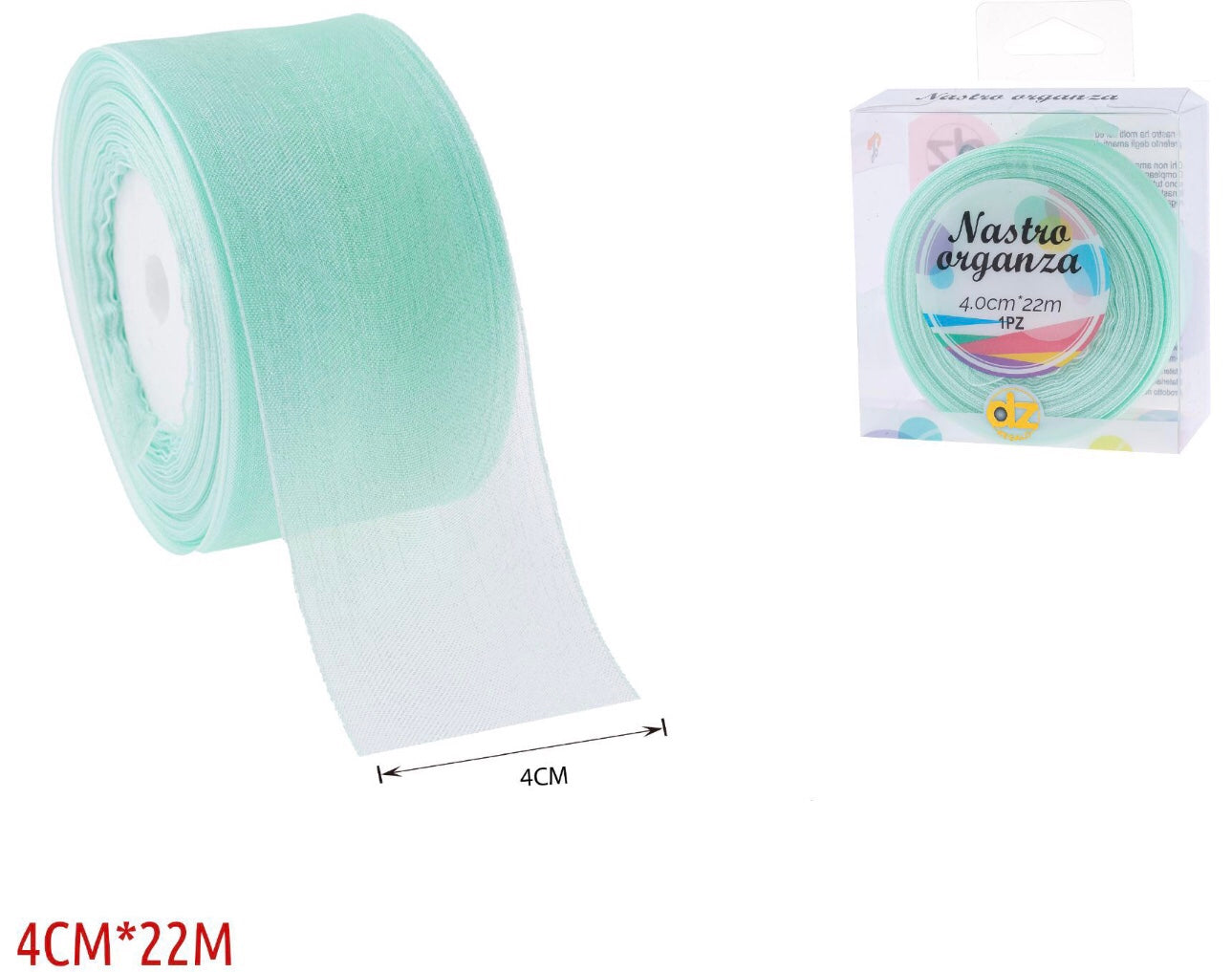 Nastro organza 4 cm ACQUAMARINA