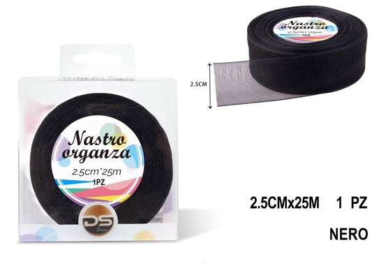 Nastro organza 2.5 cm NERO