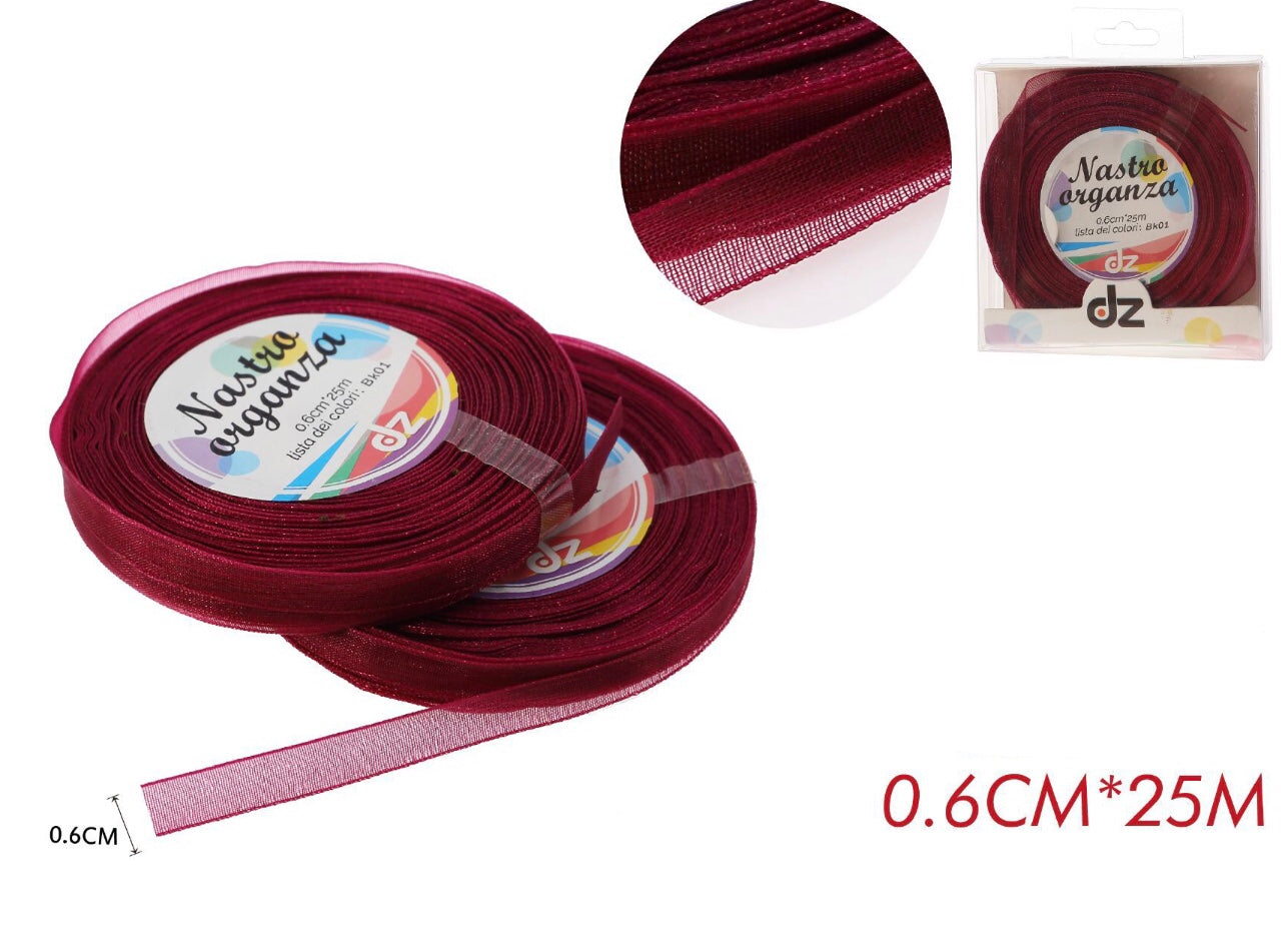 Nastro organza 0.6 cm ROSSO SCURO