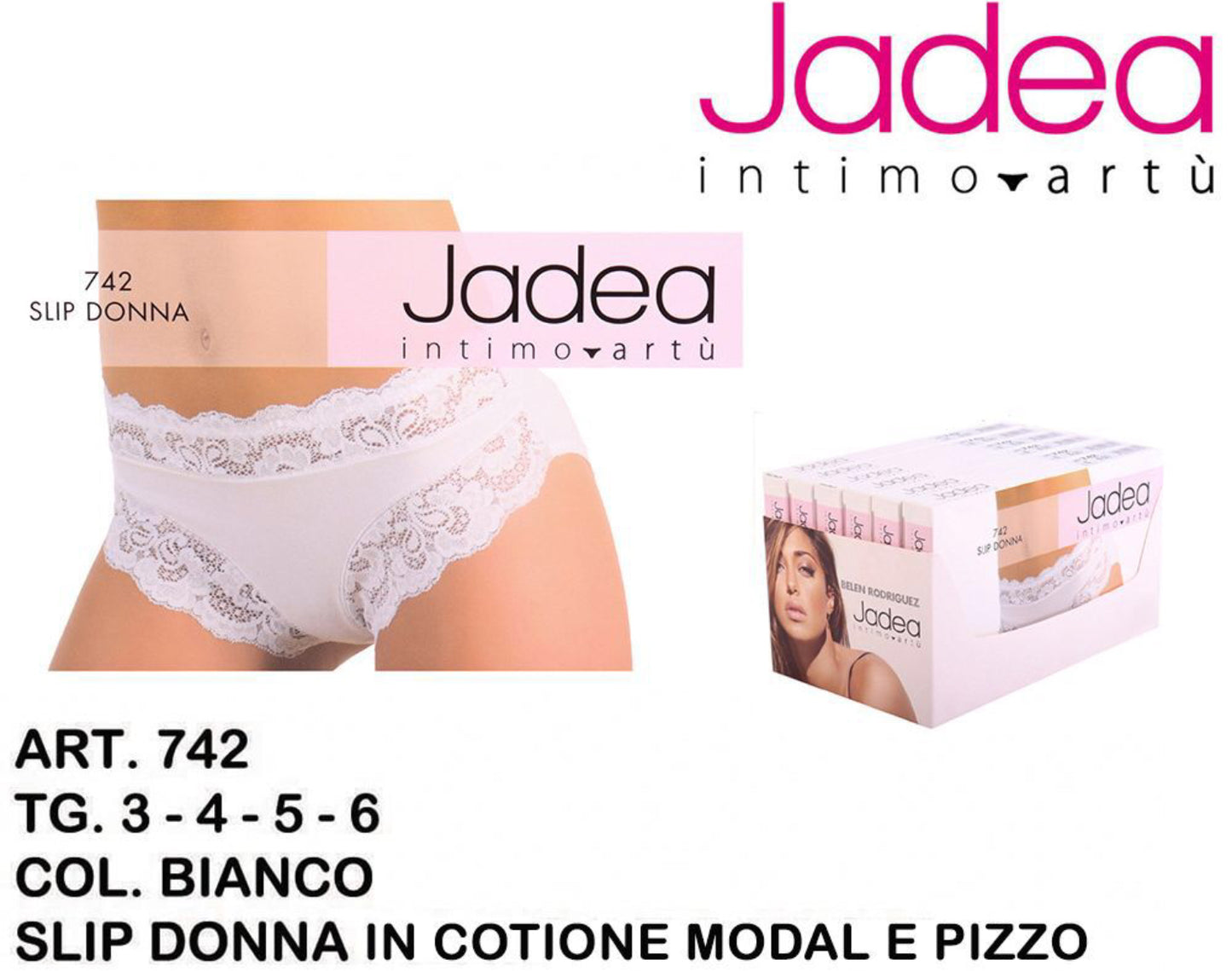 JADEA slip cotone bordo in pizzo bianco 742