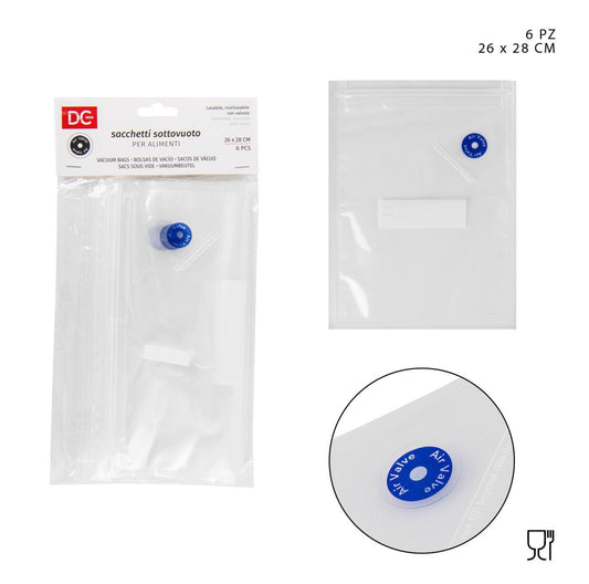 DC CASA sacchetto sottovuoto riutilizzabile 26x28cm 6pz