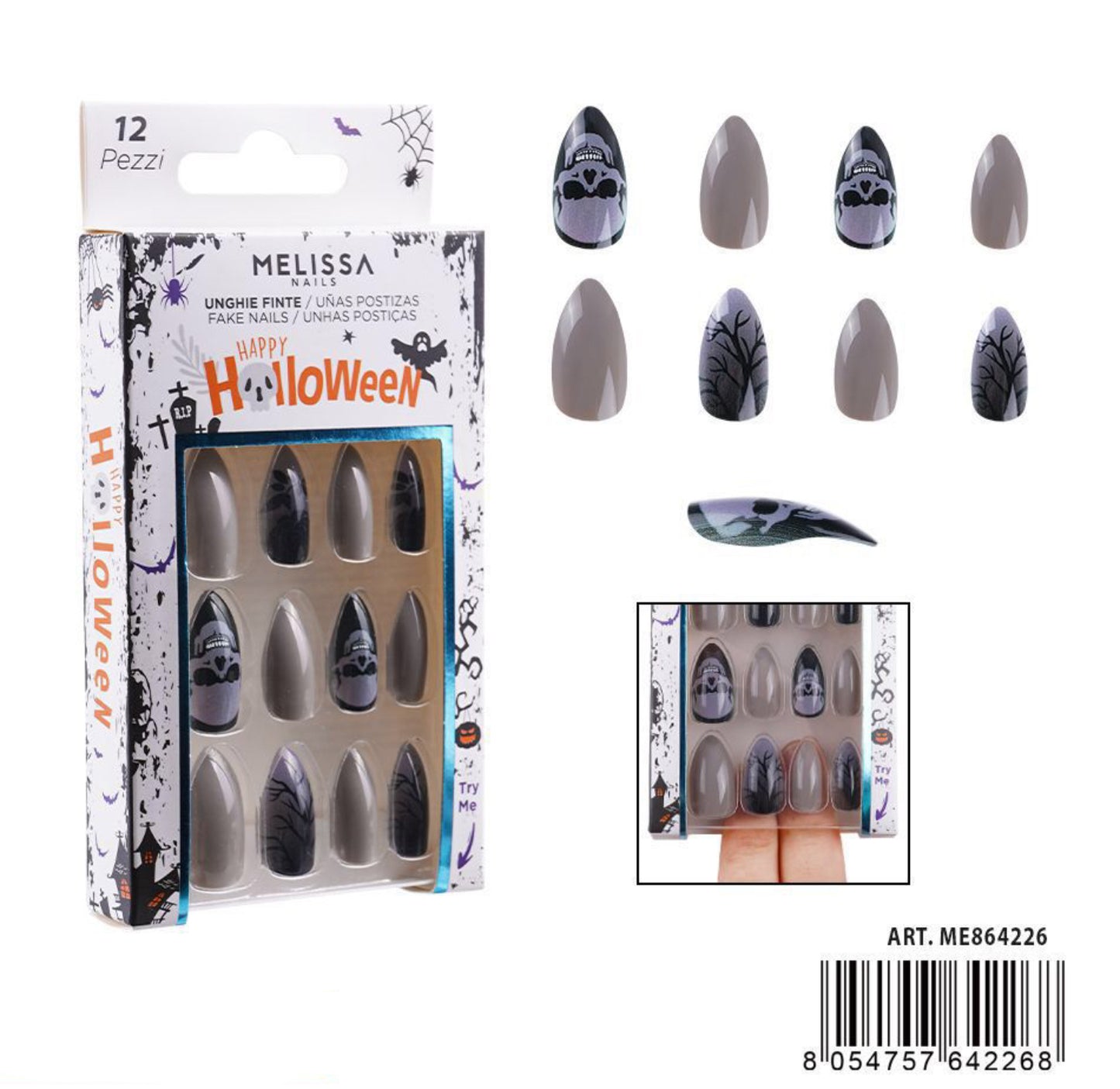 Halloween Melissa unghie finte stiletto  12pz ME864226