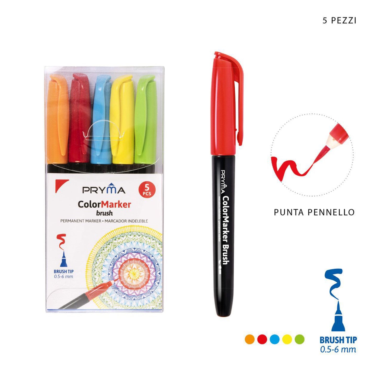 Pryma pennello indelebili brush 5pz