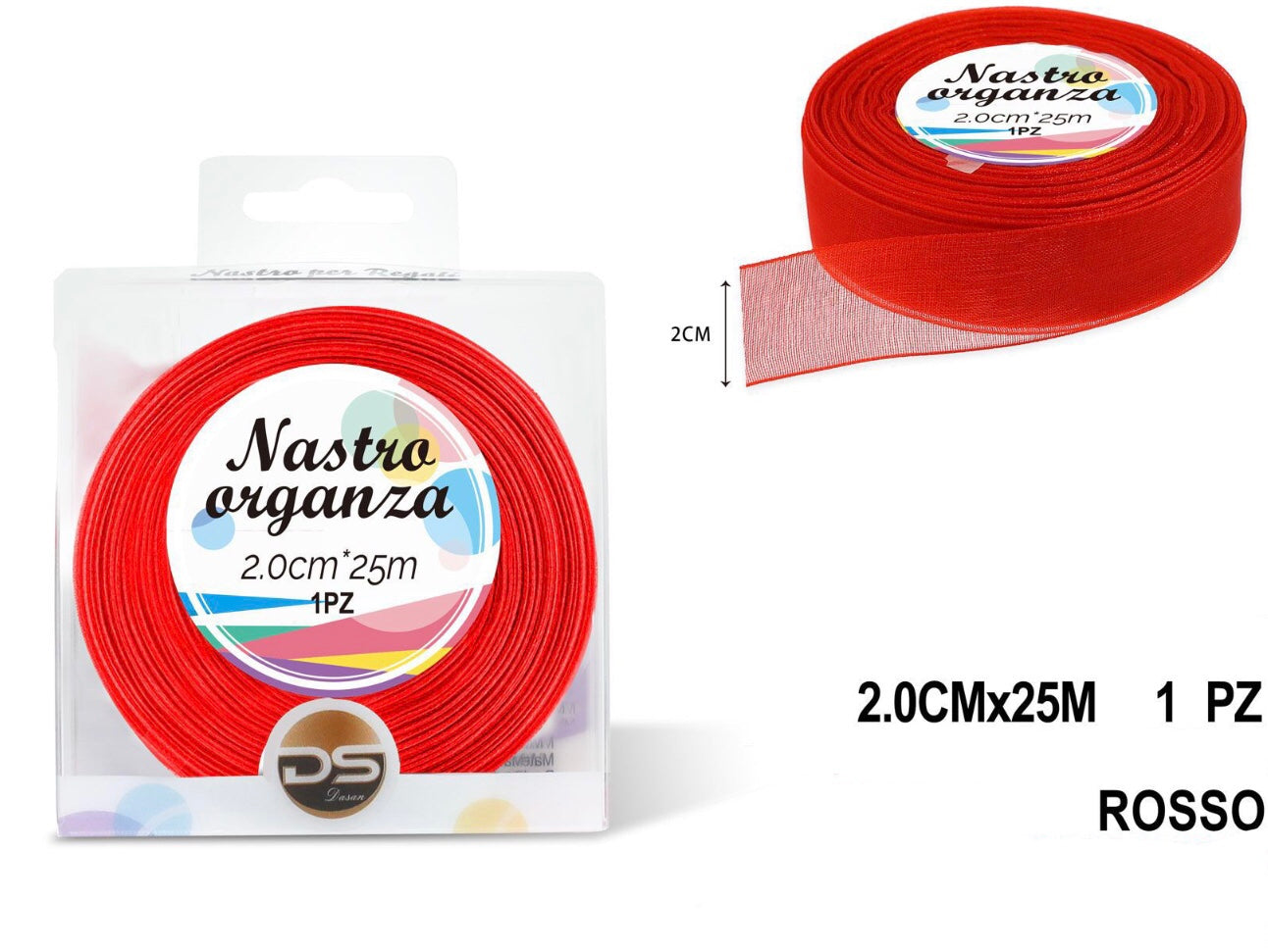 Nastro organza 2 cm ROSSO