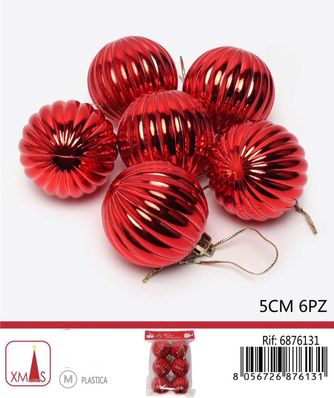 NATALIZIA palline rosso 5cm 6pz