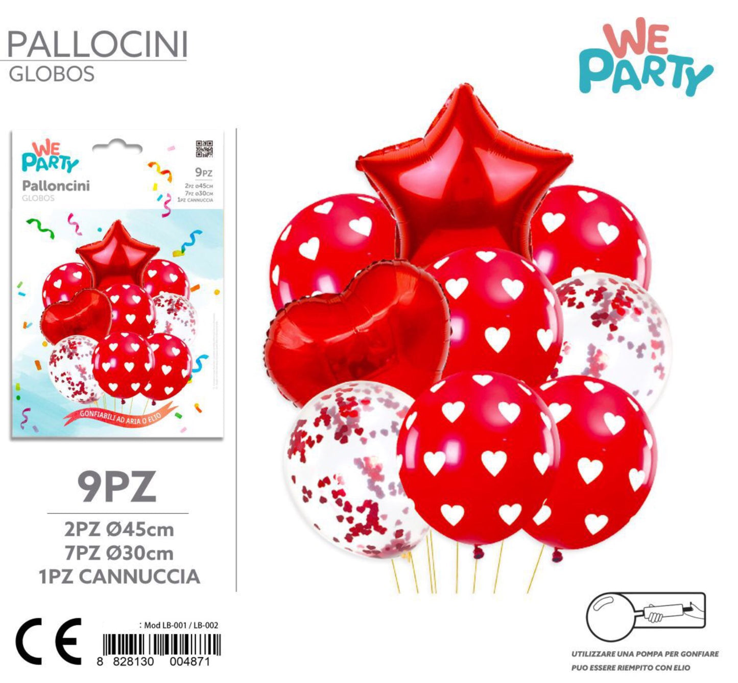 SAN VALENTINO SET palloncini cuore da 9pz