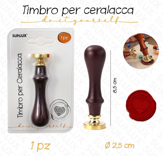 TIMBRO per ceralacca CUORE 2.5x8.5cm