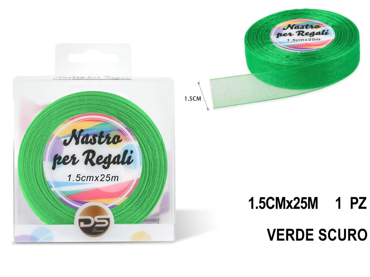 Nastro organza 1.5 cm VERDE SCURO