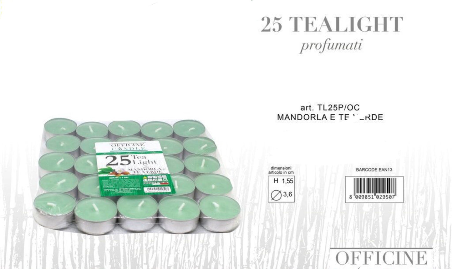 CANDELE tea light mandorla e te verde 25pz