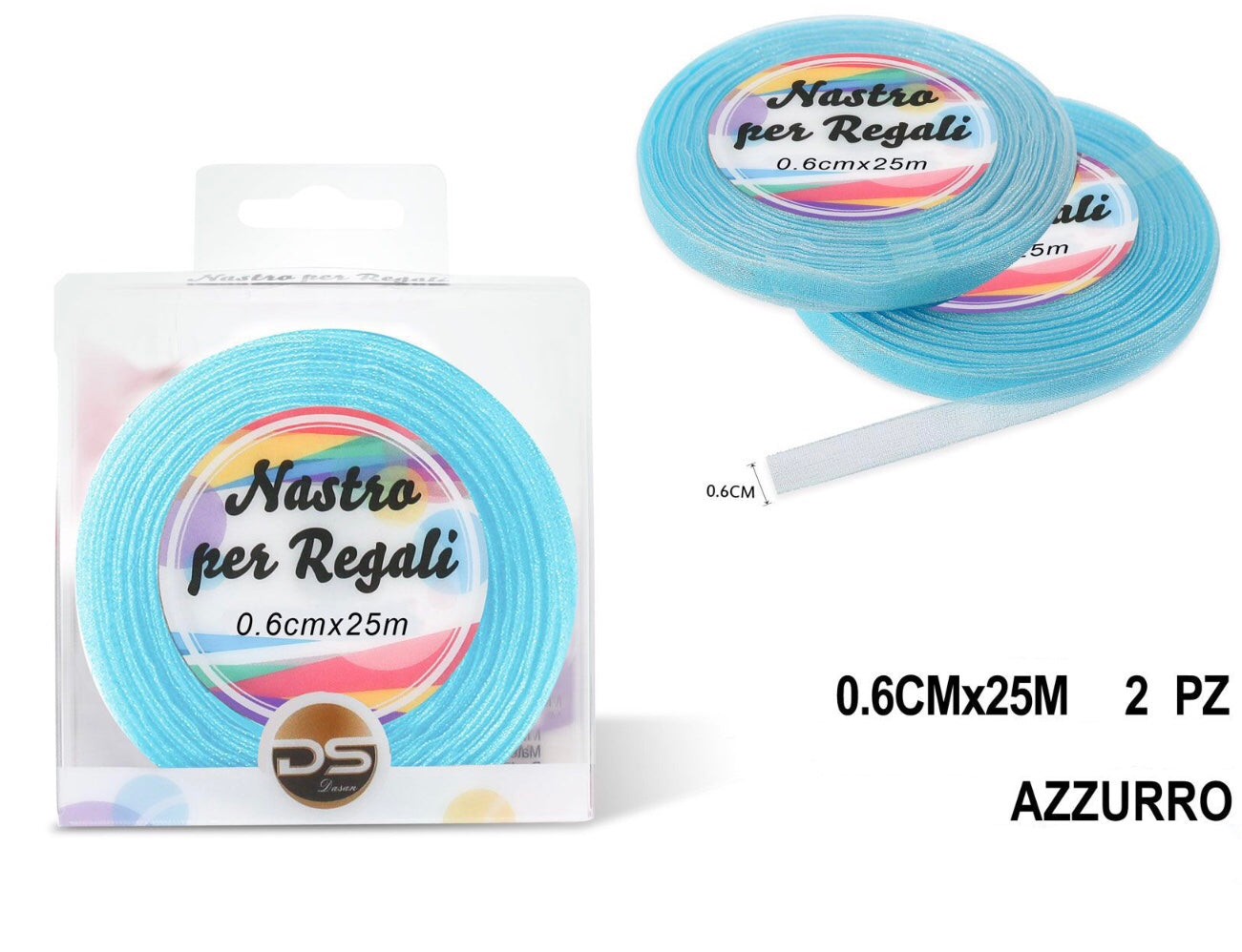 Nastro organza 0.6 cm AZZURRO