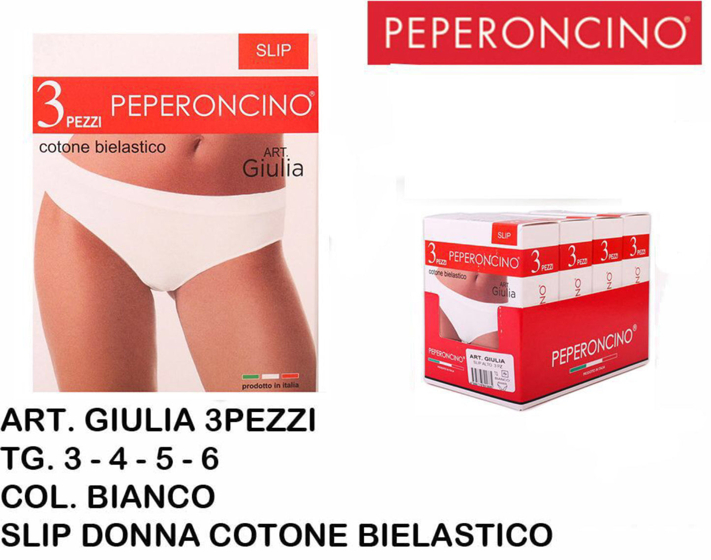 PEPERONCINO slip cotone bianco Art.Giulia