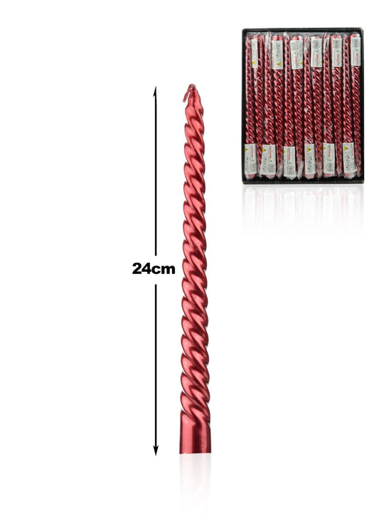 NATALIZIA candela torciglione rosso 24cm
