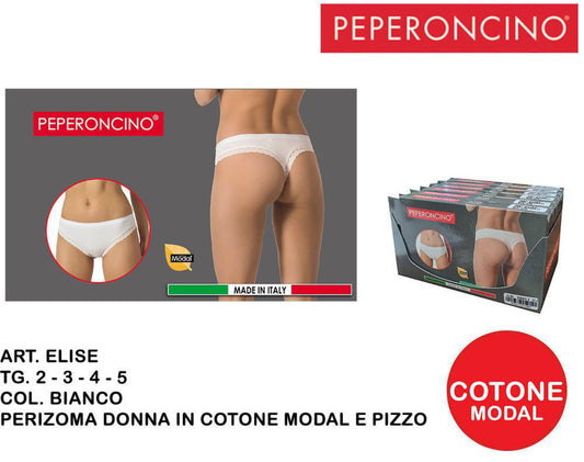 PEPERONCINO perizoma in pizzo & modal cotone bianco Art.Elise