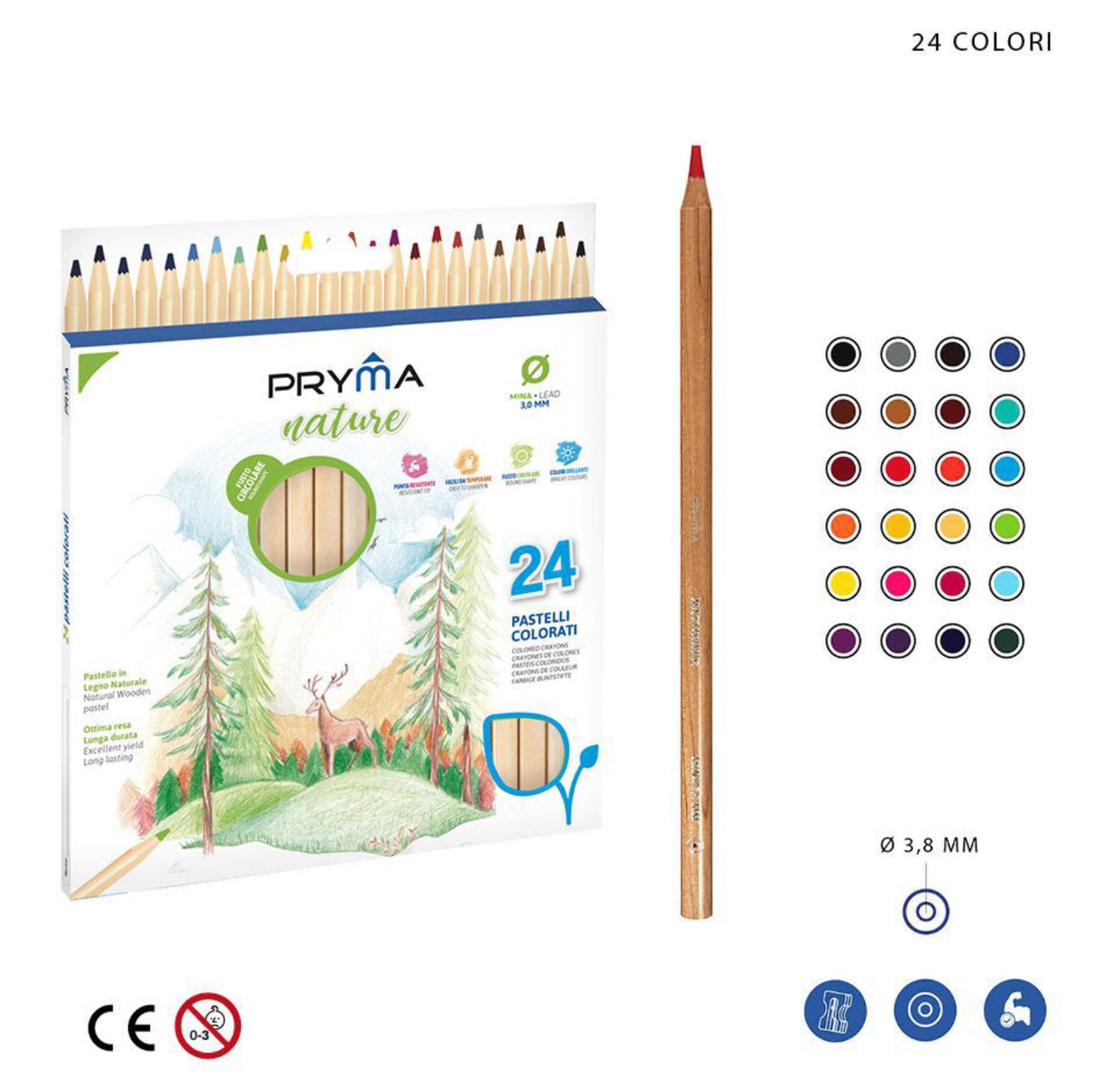 PRYMA set colori in legno naturale da 24