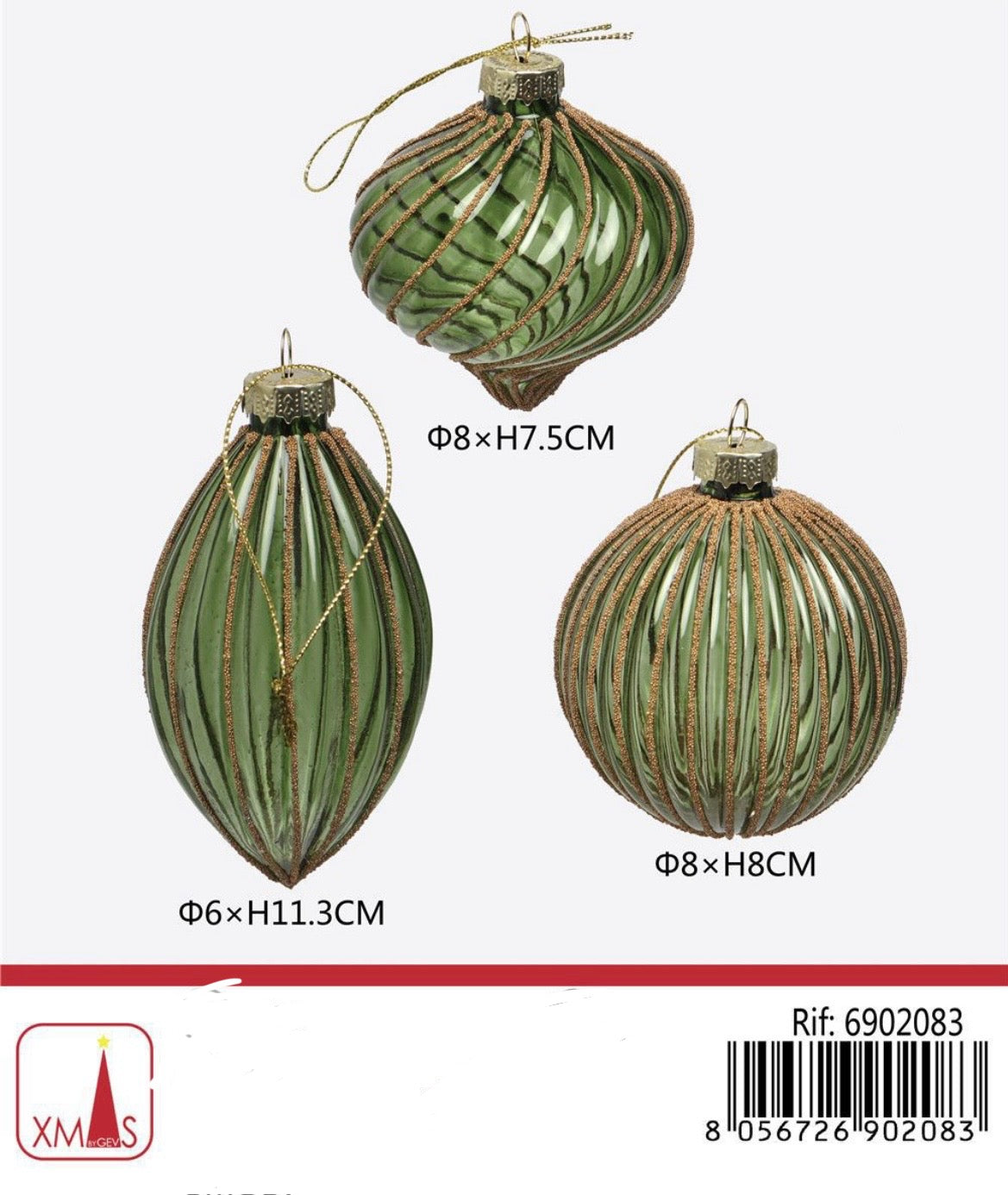 NATALIZIA palline in vetro 8x8cm