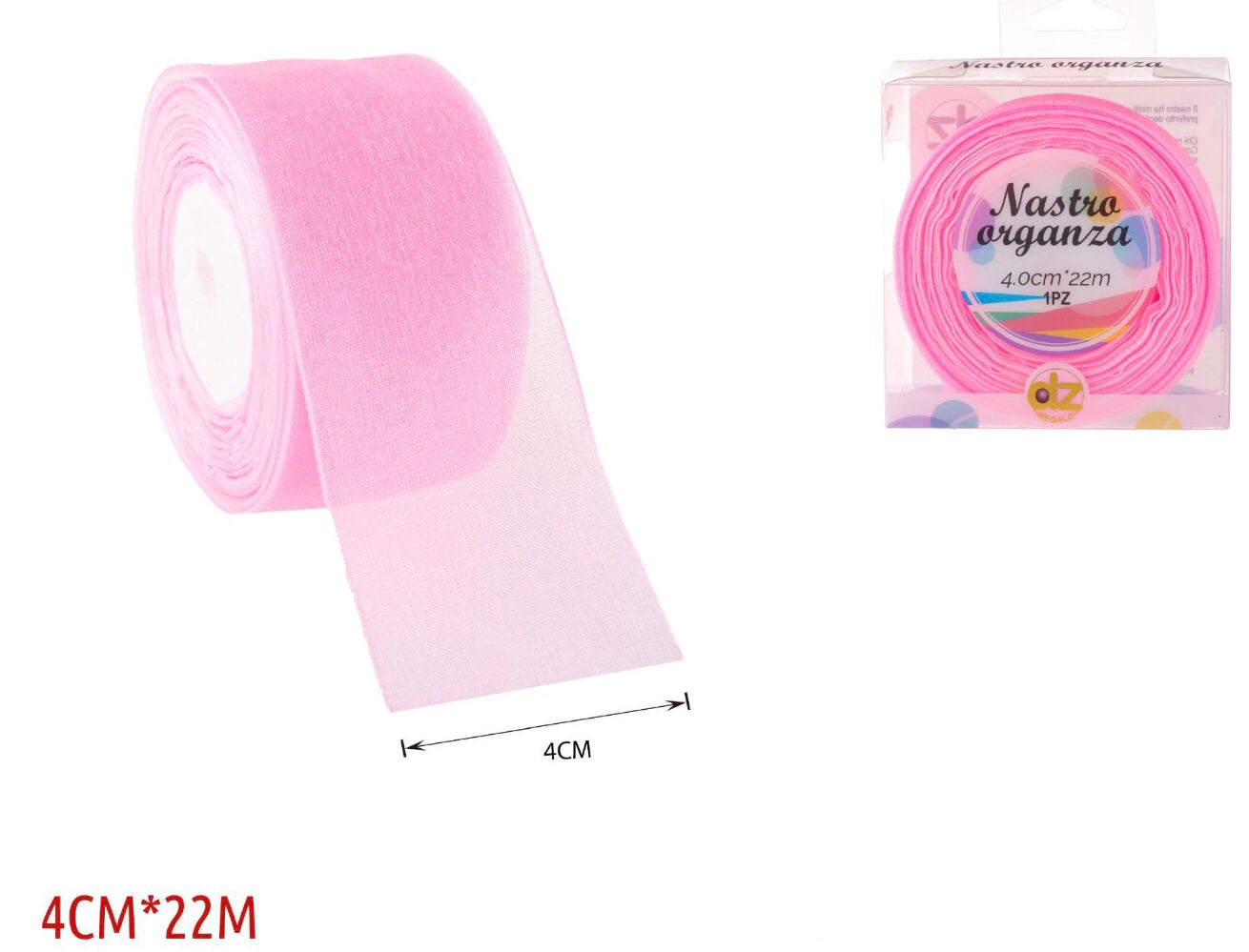 Nastro organza 4 cm ROSA CHIARO