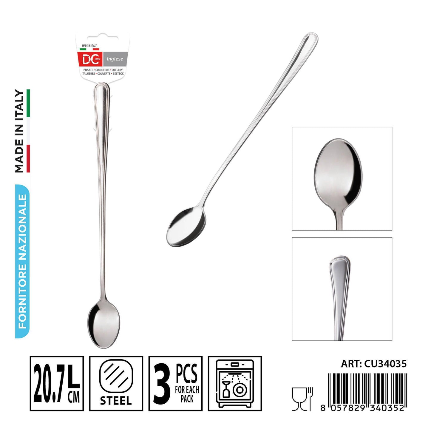 DC CASA cucchiaio bibita 20.7cm 3pz