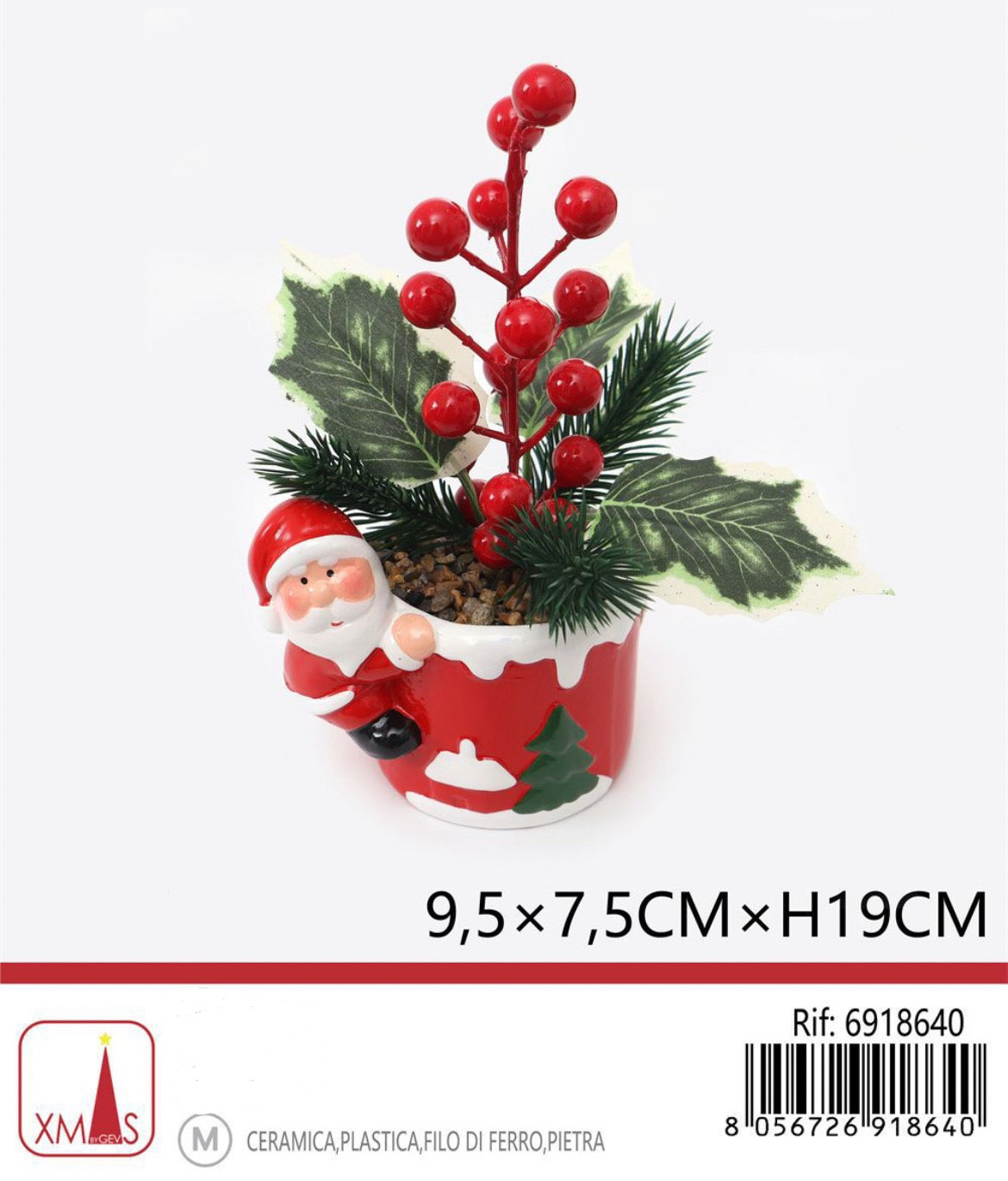 NATALIZIA vasetto babbo natale 9.5x7.5x19cm