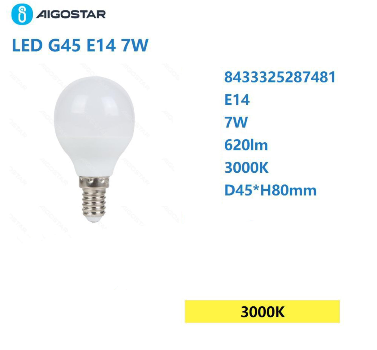 Led G45 E14 7w 3000k