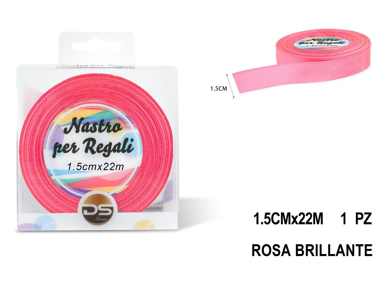 Nastro raso 1.5 cm ROSA BRILLANTE