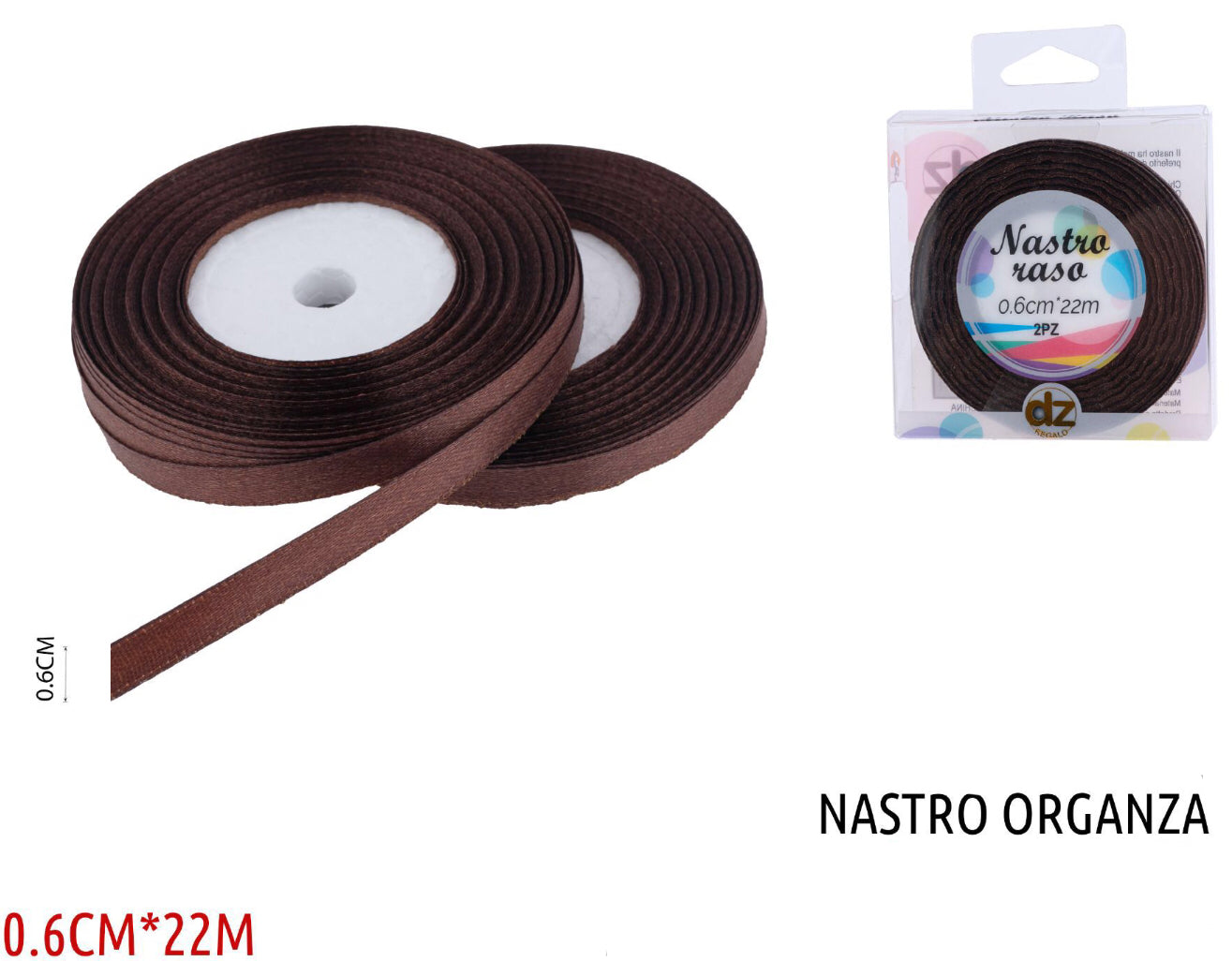 Nastro raso 0.6 cm MARRONE