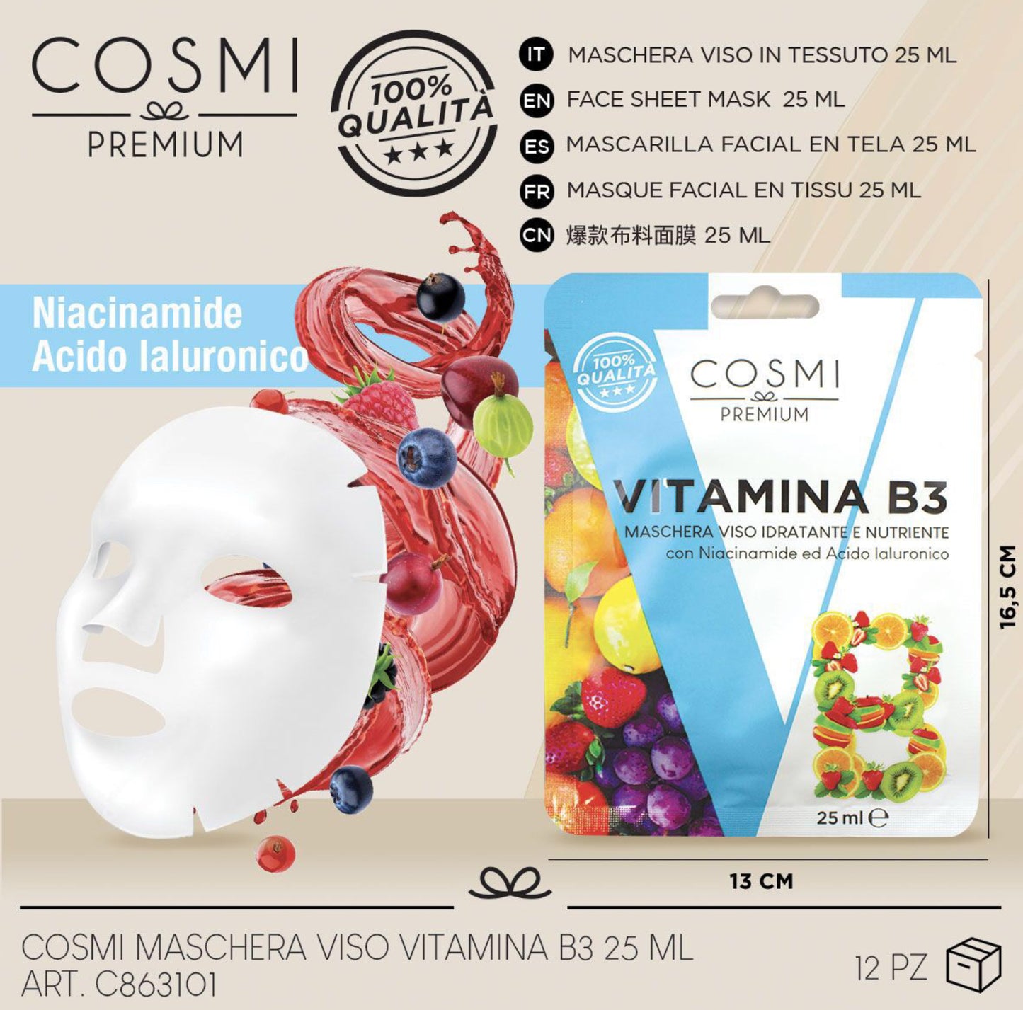 Cosmi maschera viso vitamina B3