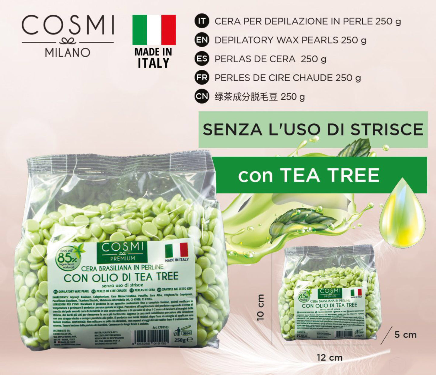 COSMI cera brasiliana in perline CON OLIO DI TEA TREE