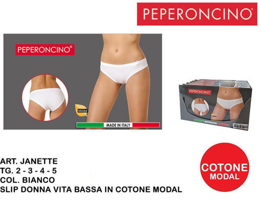 PEPERONCINO slip vita bassa cotone bianco Art.Janetta