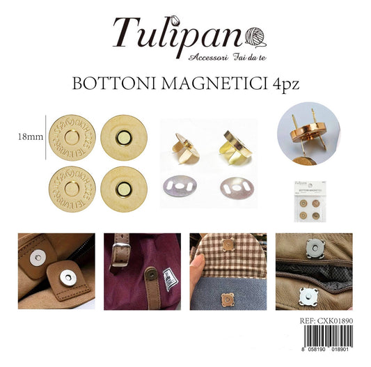 BOTTONE magnetico 18mm 4pz