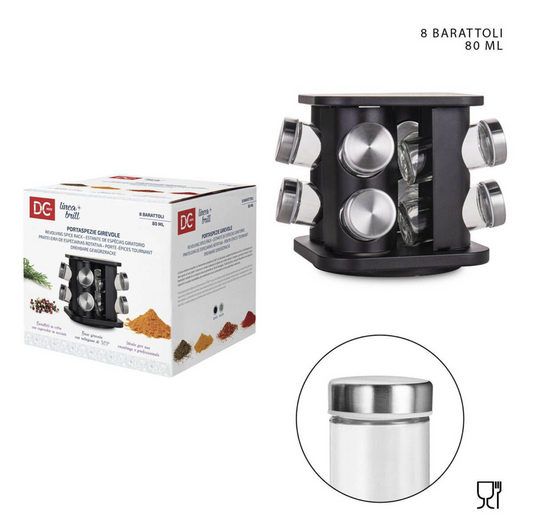 DC Casa portaspezie girevole 8 barattoli 80ml
