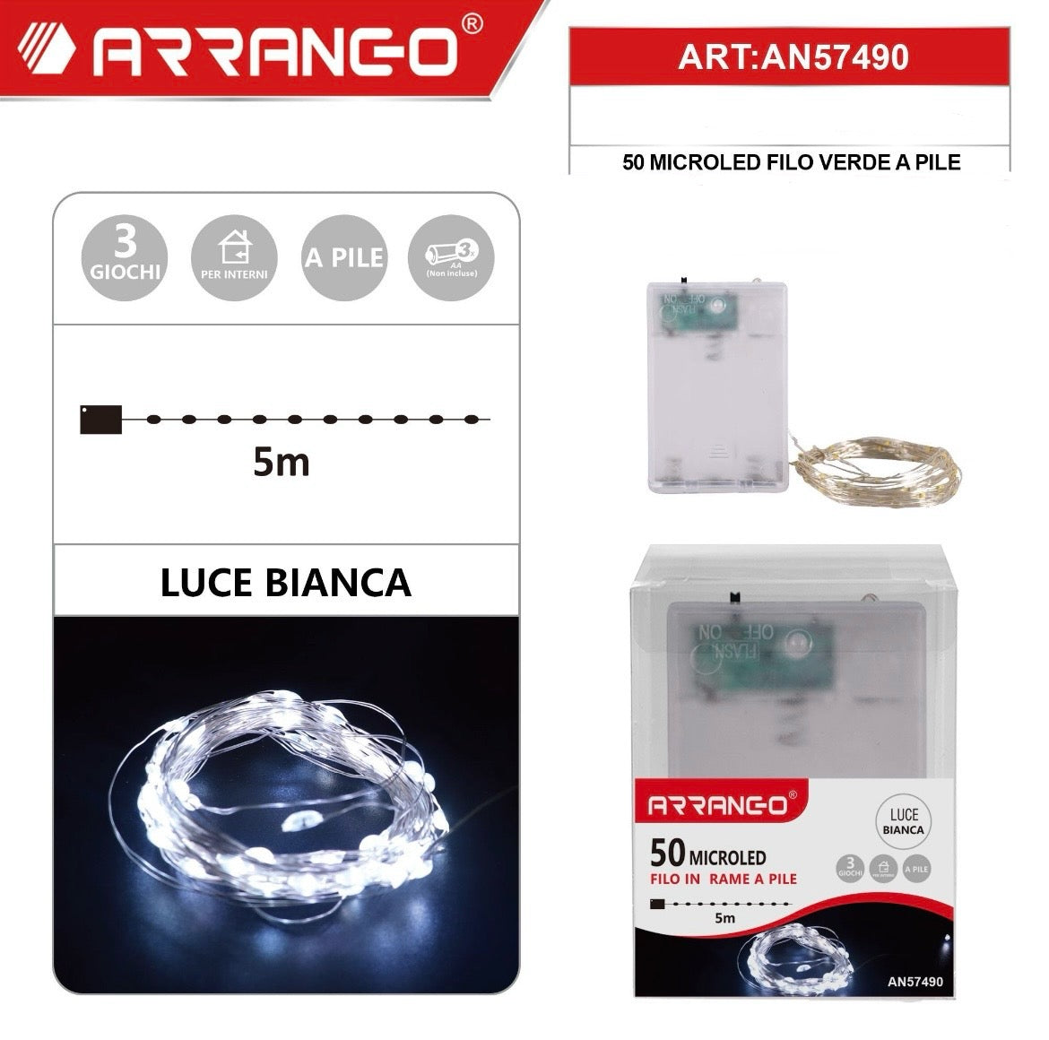 NATALIZIA 50 MICROLED  filo in rame a pile