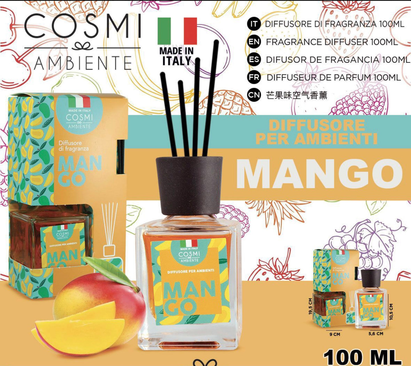 COSMI diffusore ambiente 100ml mango