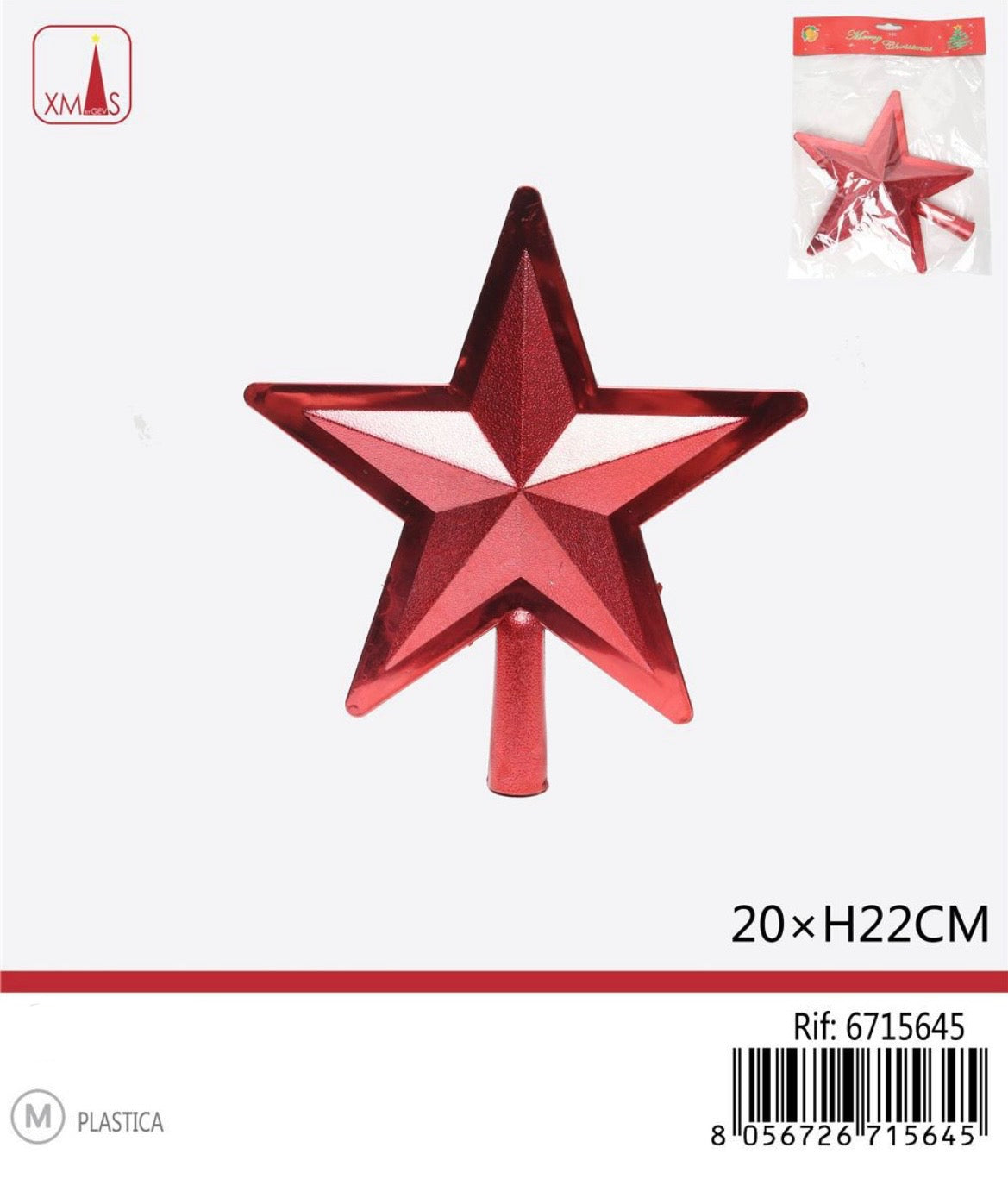 NATALIZIA puntale albero stella 20x22cm