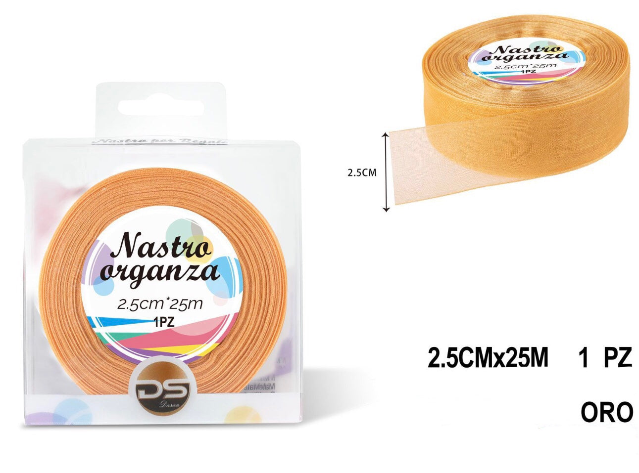 Nastro organza 2.5 cm ORO