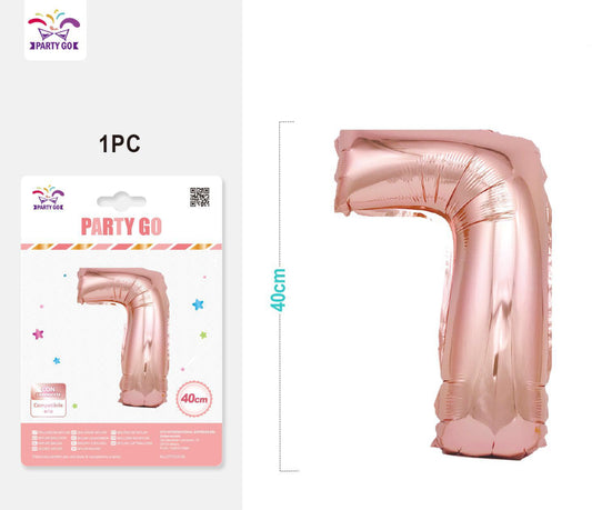 Palloncino mylar oro rosa 40cm numero 7