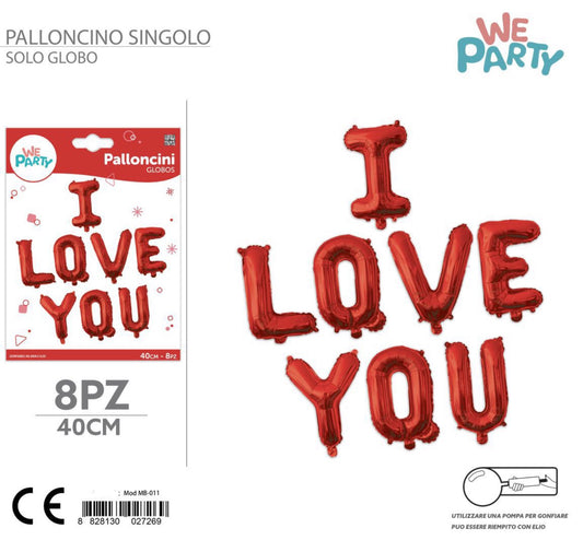 SAN Valentino set palloncino  I LOVE YOU  40cm 8pz