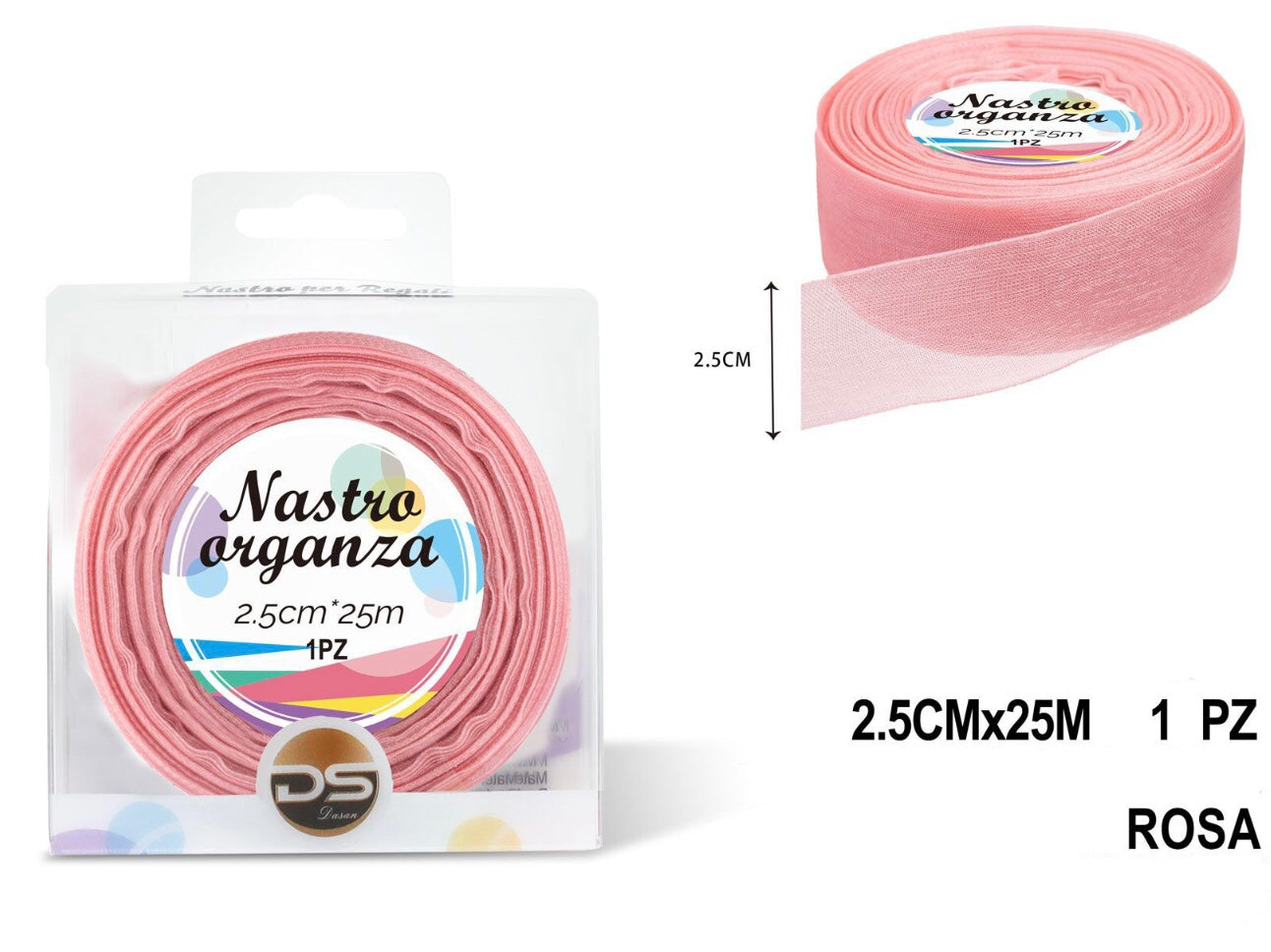 Nastro organza 2.5 cm ROSA