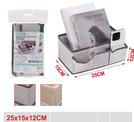 Borsa con tre tasche frontali 25x15x12cm