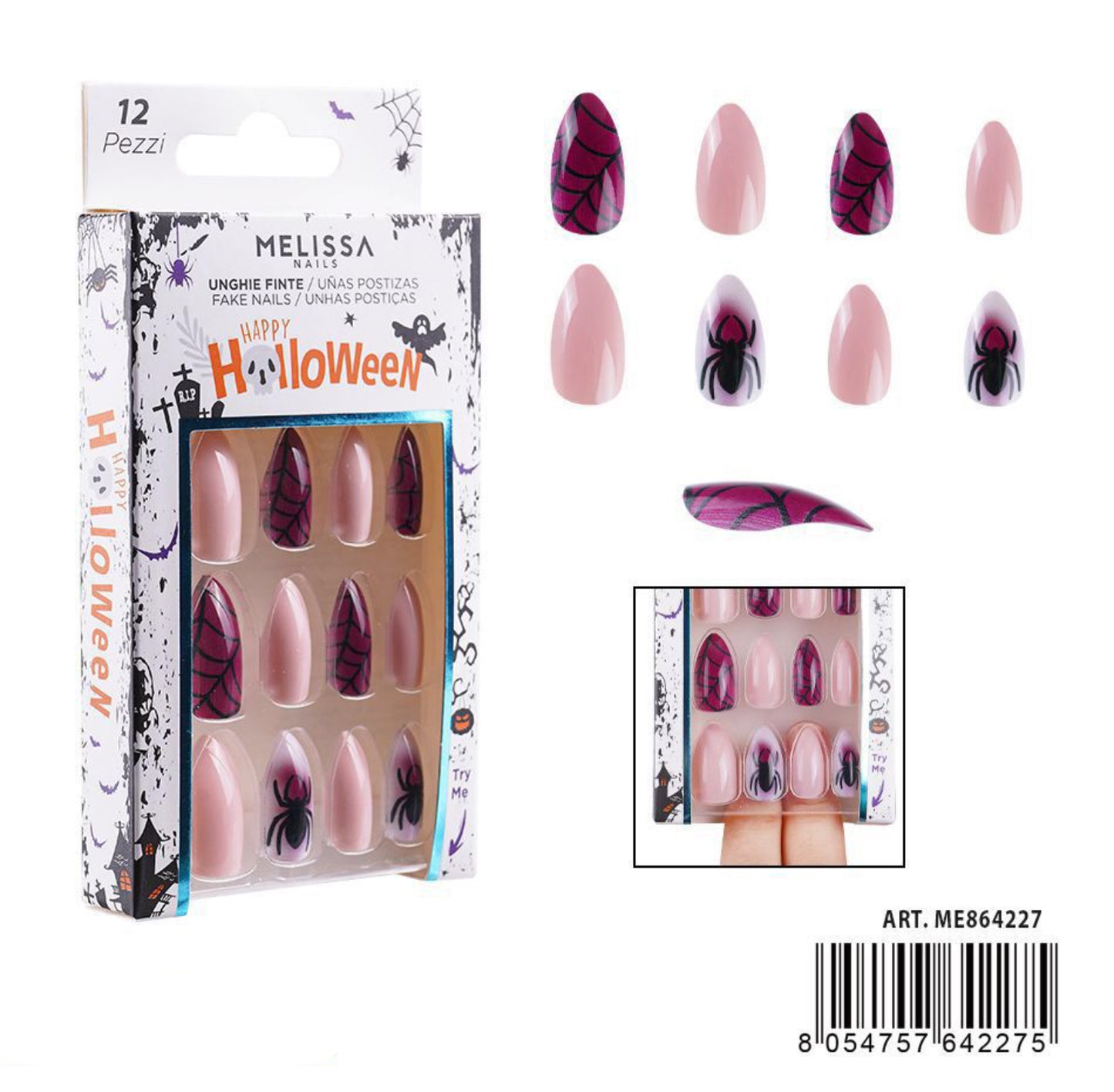 Halloween Melissa unghie finte stiletto 12pz ME864227