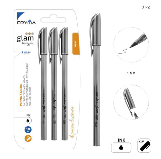 PRYMA penna sfere GLAM 3pz nero