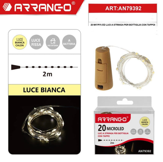 NATALIZIA 20 MICROLED luci a stringa per bottiglia con tappo