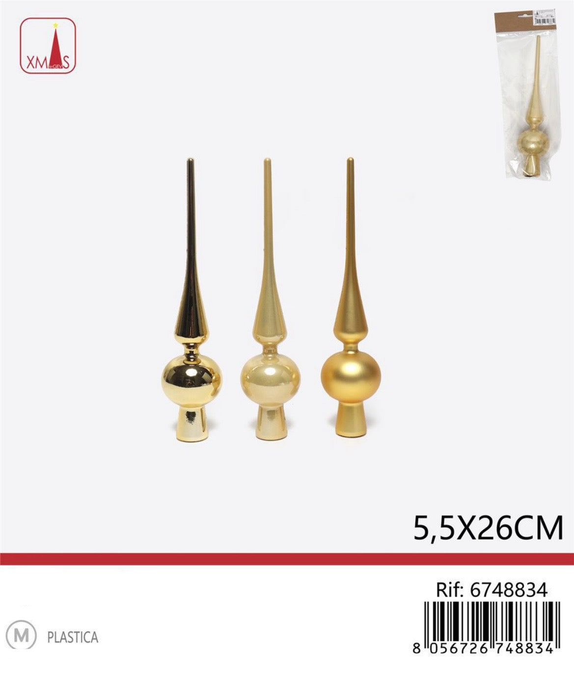 NATALIZIA puntale per albero 5,5x26cm