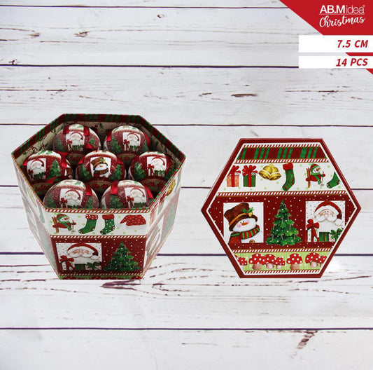 NATALIZIA Box  palline 14pz 7.5cm