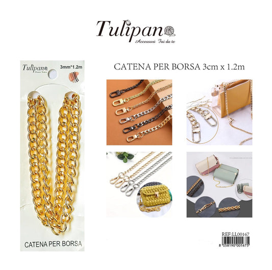 CATENA per borsa oro 3cmx1,2m