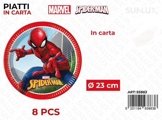 PIATTI in carta spiderman 8pz 23cm