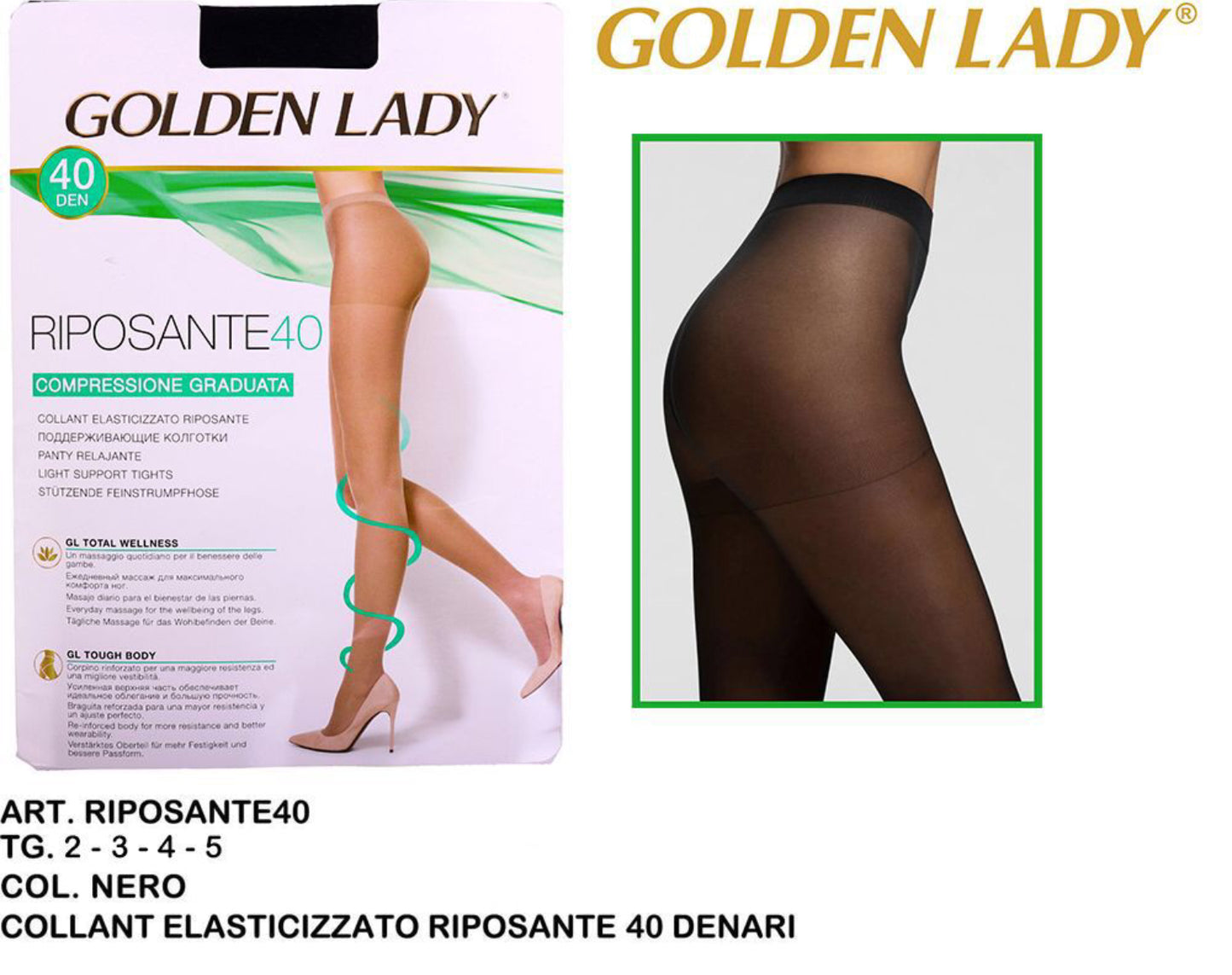 GOLDEN LADY collant 40denari nero