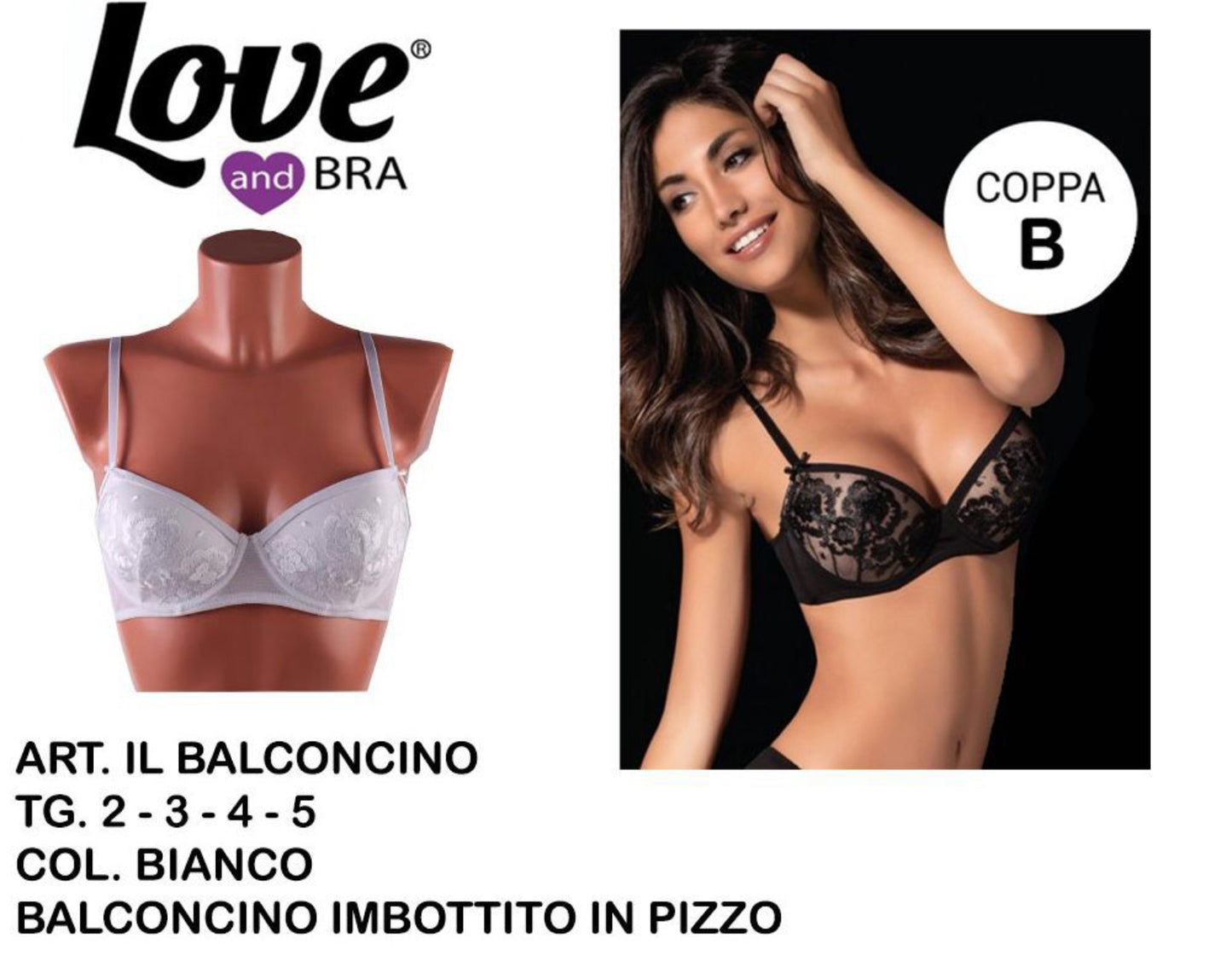 BALCONCINO reggiseno imbottito in pizzo bianco