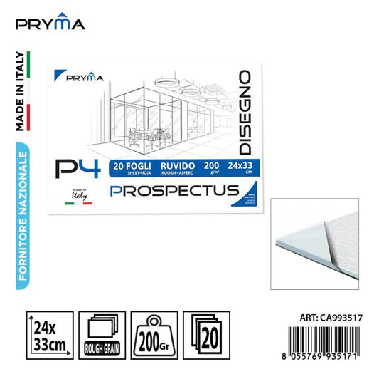 PRYMA blocco disegno P4 24x33cm 200g 20ff ruvido