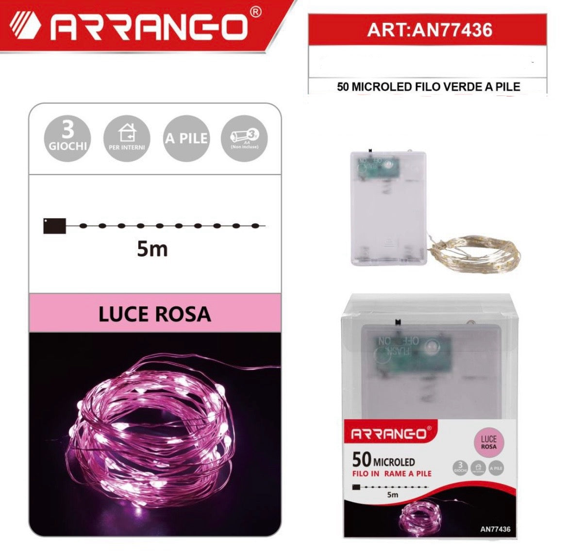 NATALIZIA 50 MICROLED  filo in rame a pile