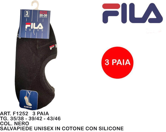 FILA salvapiede unisex in cotone con silicone F1252 3paia nero
